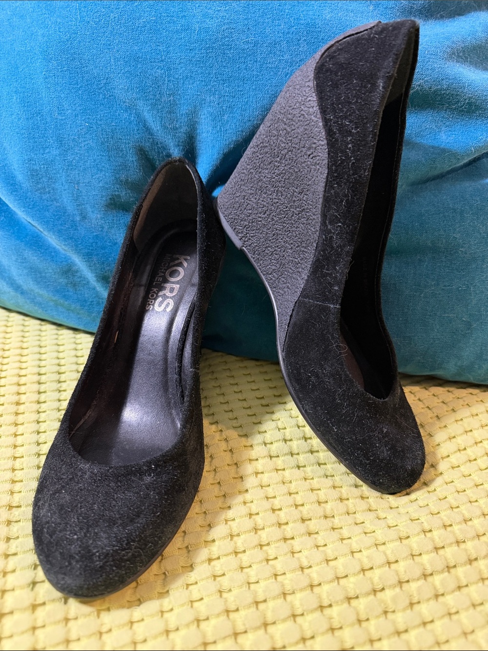 Michael Kors Black Suede Wedge Pumps
